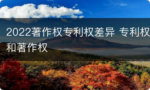 2022著作权专利权差异 专利权和著作权