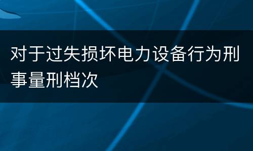 对于过失损坏电力设备行为刑事量刑档次