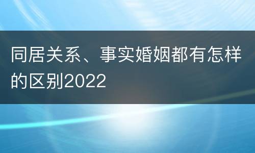 同居关系、事实婚姻都有怎样的区别2022