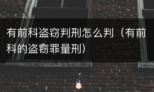 有前科盗窃判刑怎么判（有前科的盗窃罪量刑）
