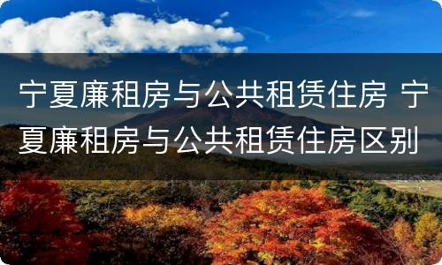 宁夏廉租房与公共租赁住房 宁夏廉租房与公共租赁住房区别