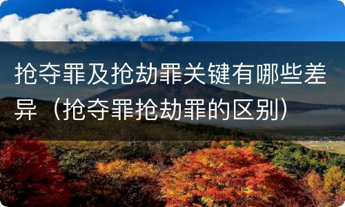 抢夺罪及抢劫罪关键有哪些差异（抢夺罪抢劫罪的区别）