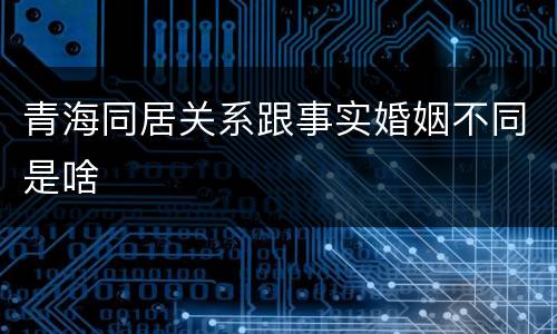 青海同居关系跟事实婚姻不同是啥