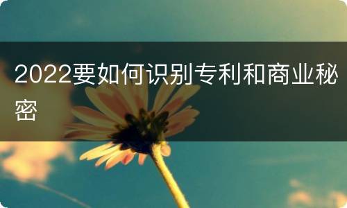 2022要如何识别专利和商业秘密