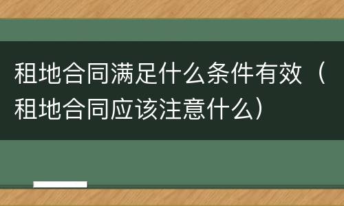 租地合同满足什么条件有效（租地合同应该注意什么）
