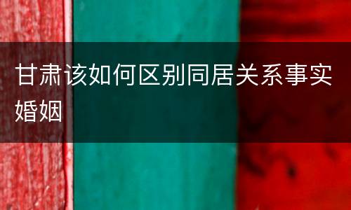 甘肃该如何区别同居关系事实婚姻