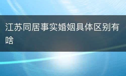 江苏同居事实婚姻具体区别有啥