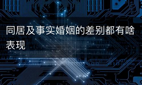 同居及事实婚姻的差别都有啥表现