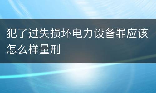 犯了过失损坏电力设备罪应该怎么样量刑