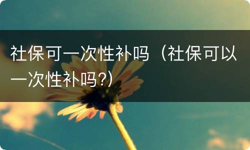 社保可一次性补吗（社保可以一次性补吗?）