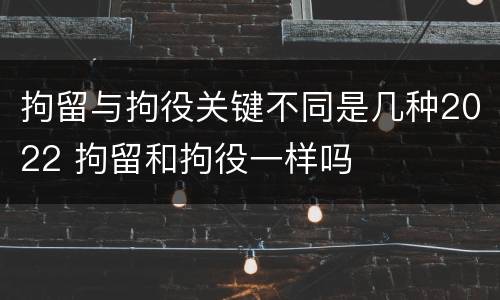 拘留与拘役关键不同是几种2022 拘留和拘役一样吗