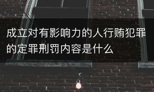 成立对有影响力的人行贿犯罪的定罪刑罚内容是什么