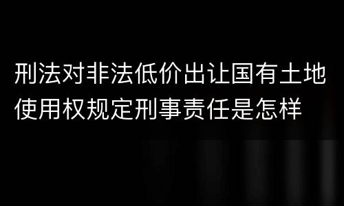 刑法对非法低价出让国有土地使用权规定刑事责任是怎样