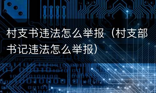 村支书违法怎么举报（村支部书记违法怎么举报）