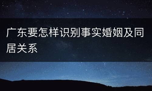 广东要怎样识别事实婚姻及同居关系