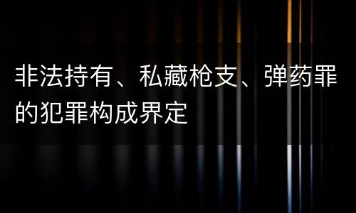 非法持有、私藏枪支、弹药罪的犯罪构成界定
