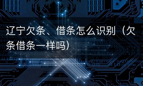 辽宁欠条、借条怎么识别（欠条借条一样吗）