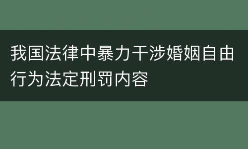 我国法律中暴力干涉婚姻自由行为法定刑罚内容