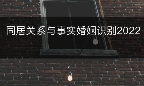 同居关系与事实婚姻识别2022