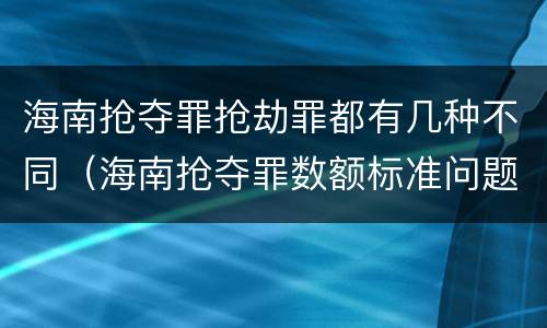 海南抢夺罪抢劫罪都有几种不同（海南抢夺罪数额标准问题的规定）
