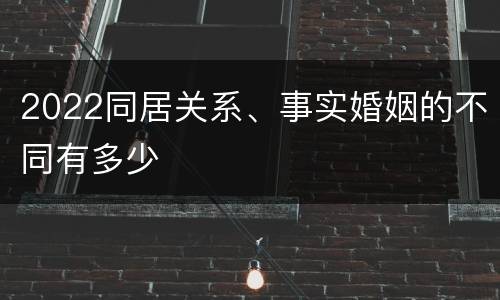 2022同居关系、事实婚姻的不同有多少