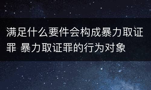 满足什么要件会构成暴力取证罪 暴力取证罪的行为对象