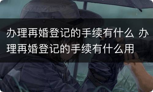 办理再婚登记的手续有什么 办理再婚登记的手续有什么用
