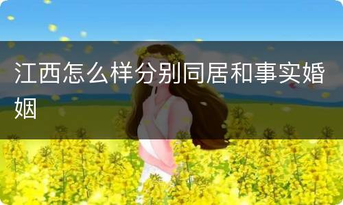 江西怎么样分别同居和事实婚姻