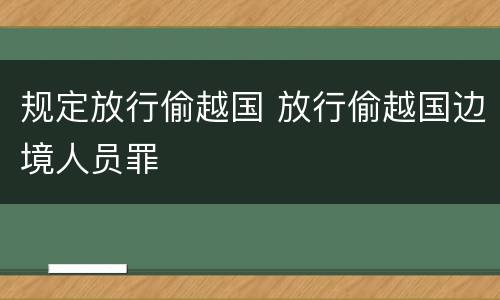规定放行偷越国 放行偷越国边境人员罪
