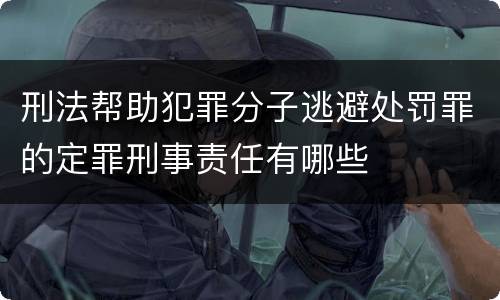 刑法帮助犯罪分子逃避处罚罪的定罪刑事责任有哪些