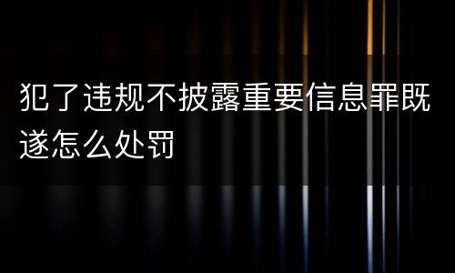 犯了违规不披露重要信息罪既遂怎么处罚
