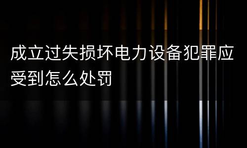 成立过失损坏电力设备犯罪应受到怎么处罚