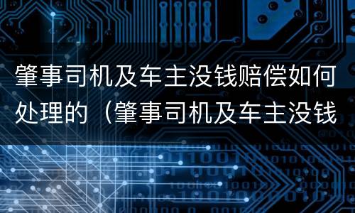 肇事司机及车主没钱赔偿如何处理的（肇事司机及车主没钱赔偿如何处理的案例）