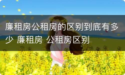 廉租房公租房的区别到底有多少 廉租房 公租房区别