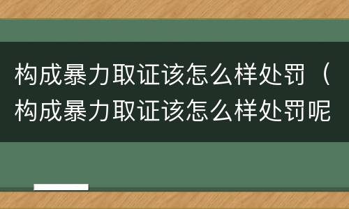 构成暴力取证该怎么样处罚（构成暴力取证该怎么样处罚呢）