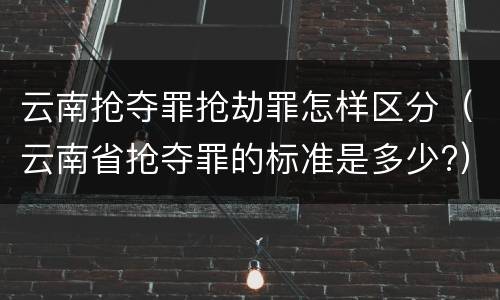 云南抢夺罪抢劫罪怎样区分（云南省抢夺罪的标准是多少?）