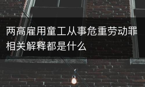 两高雇用童工从事危重劳动罪相关解释都是什么
