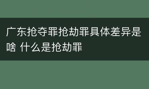 广东抢夺罪抢劫罪具体差异是啥 什么是抢劫罪