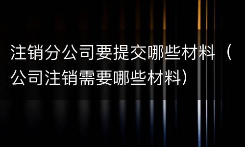 注销分公司要提交哪些材料（公司注销需要哪些材料）