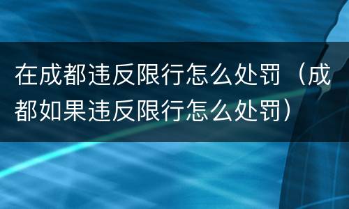在成都违反限行怎么处罚（成都如果违反限行怎么处罚）