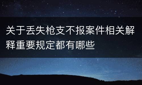 关于丢失枪支不报案件相关解释重要规定都有哪些