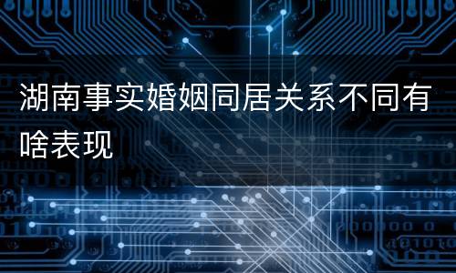 湖南事实婚姻同居关系不同有啥表现