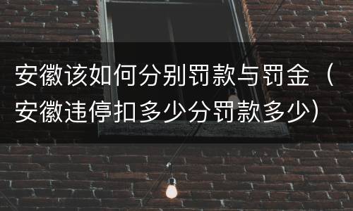 安徽该如何分别罚款与罚金（安徽违停扣多少分罚款多少）