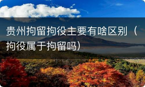 贵州拘留拘役主要有啥区别（拘役属于拘留吗）