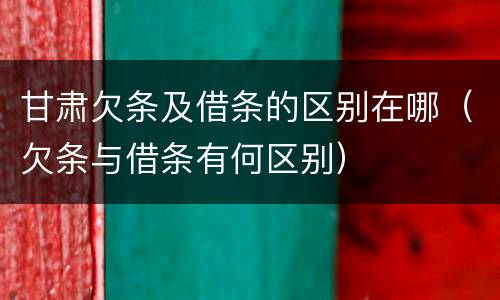 甘肃欠条及借条的区别在哪（欠条与借条有何区别）