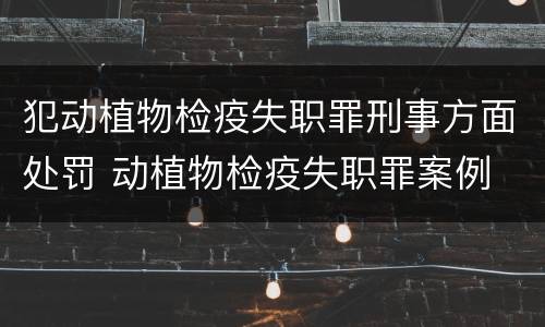 犯动植物检疫失职罪刑事方面处罚 动植物检疫失职罪案例