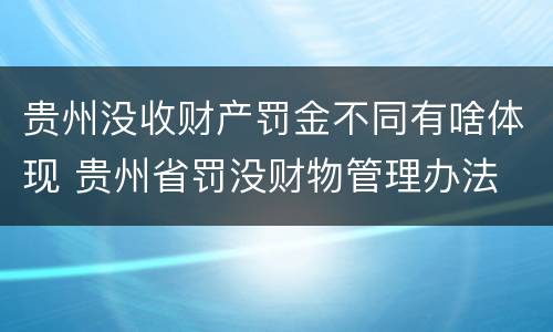 贵州没收财产罚金不同有啥体现 贵州省罚没财物管理办法