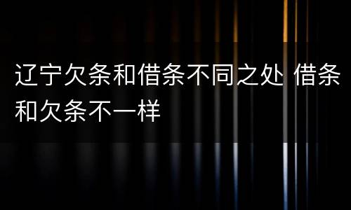 辽宁欠条和借条不同之处 借条和欠条不一样