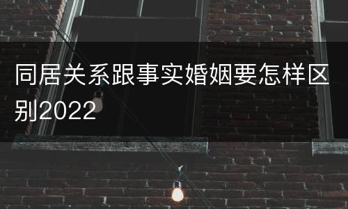 同居关系跟事实婚姻要怎样区别2022