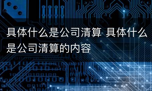 具体什么是公司清算 具体什么是公司清算的内容